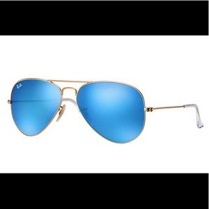 NEW Ray Ban Aviator Blue Mirror Sunglasses